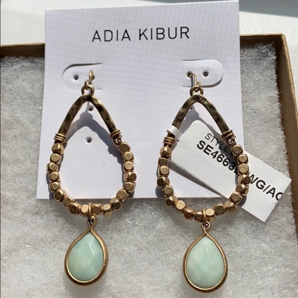 New Aida Kibur dangle turquoise gold tone earrings